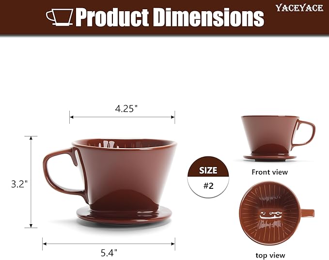 Ceramic Pour Over Small, Ceramic Pour Over Coffee Dripper, Brown, 3 Holes, Small Coffee Dripper