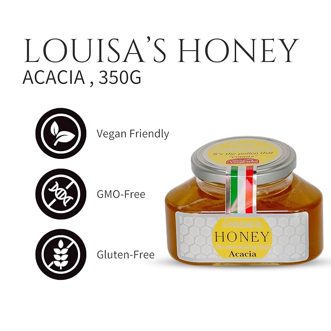 Louisa's Acacia Honey | Multi-Award-Winning Italian Raw & Pure Honey | Acacia Blossom Honey | GMO, Gluten & Allergen Free | Immune Boosting | 350g