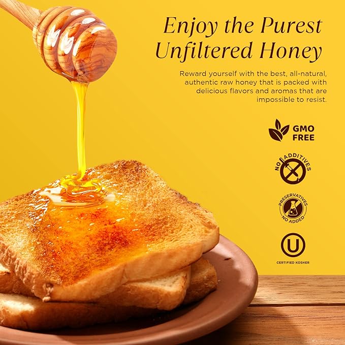 100% Authentic, USA - Made Raw Unfiltered Honey, Pure Southern Honey [ 2 lb] - Unheated - Non - GMO, No Additives, All - Natural Sweetener- Squeeze Bottle With Flip Top
