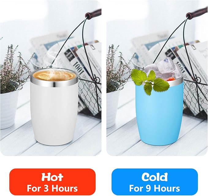 VEGOND Stainless Steel 12 oz Tumblers bulk Vacuum Insulated Double Wall Travel Tumbler with Lid and Straw Reusable Tumbler,Sky Blue 12 pack