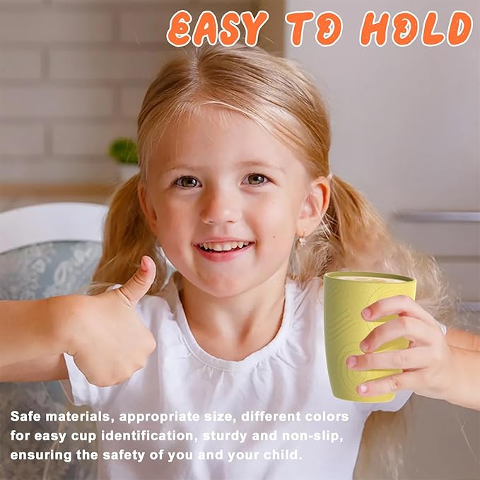 Homienly Kids Cups Premium Wheat Straw Cups Set of 4, Reusable Cups, Unbreakable Drinking Cup 12 OZ, Dishwasher and Microwave safe, Tumbler for Juice, Drinks, Milk - Beach Color