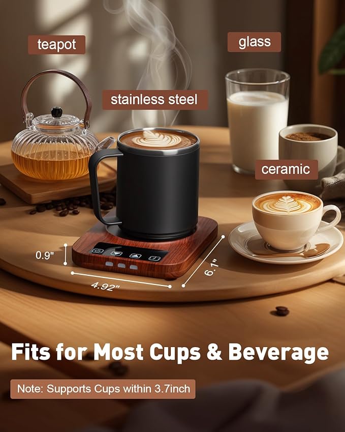 Mug Warmer, Cup Warmer for Desk with 15oz Coffee Mug, 36W Electric Coffee Cup Warmer with Auto Shut Off, 9 Temperature Setting Smart Cup Warmer for Heating Coffee, Milk, Beverage, Candle Jar
