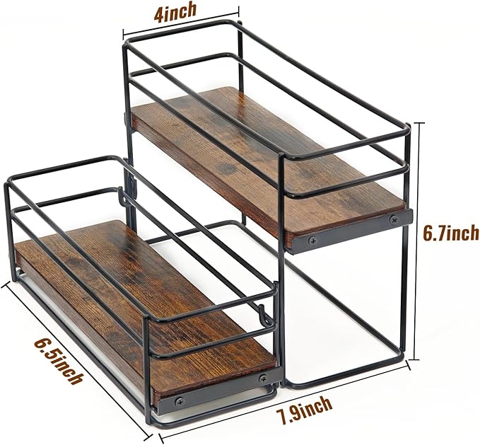 6 Bottle Capacity Coffee Syrup Rack Organizer, 2 Tier Coffee Syrup Stand Shelf, Storage Shelves for Coffee Bar, Small Wine Rack for Bar Family Storage for Syrup Wine Dressing