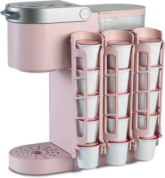 STORAGENIE Coffee Pod Holder for Keurig K-cup, Side Mount K Cup Storage, Perfect for Small Counters(Pink)