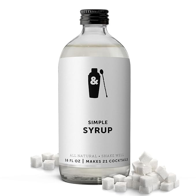 Shaker & Spoon Simple Syrup, 16oz Simple Syrup for Cocktails and Drinks, Simple Sugar, Craft Cocktail Syrups for Mocktails, Non Alcoholic Drinks, Cocktail Mixers, Tea, Coffee Syrups