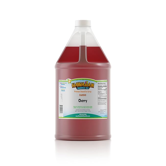Hawaiian Shaved Ice Syrup, Cherry, Gallon