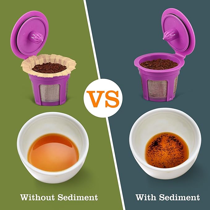 2 Pack Reusable K Cups with 200 Count Natural Disposable Coffee Paper Filters, Compatible with Single Serve Coffee Pods Coffee Maker