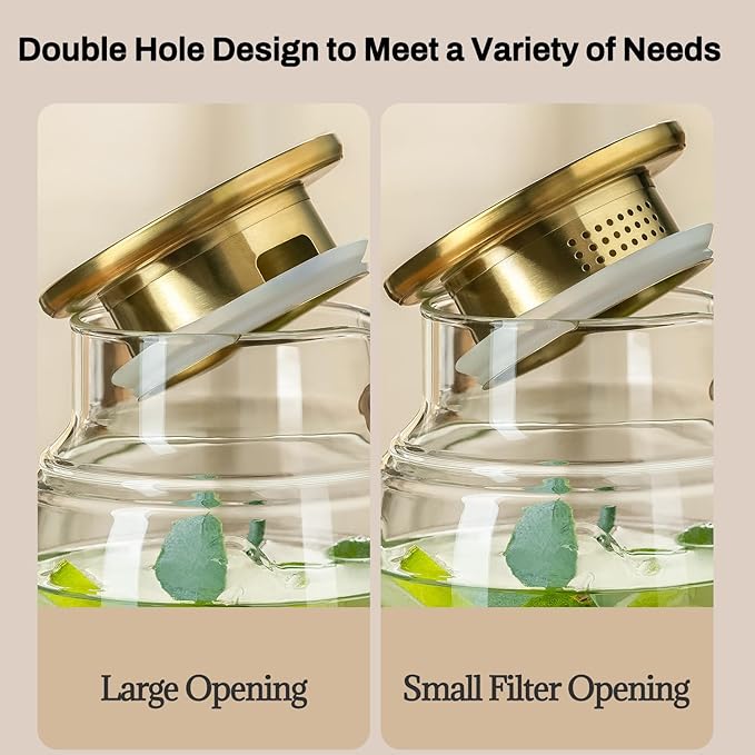 Glass Pitcher with Lid and Handle, 2 PACK 68 oz/2 Liter Vintage Butterfly Design Fridge Water Pitcher, Borosilicate Glass Water Carafe for Hot/Cold Water,Coffee,Iced Sun Tea,Heat Resistant