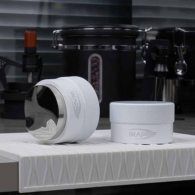 IKAPE 58MM Coffee Distributor, Gravity Adaptive Espresso Distributor Fits All Over 58MM Espresso Portafilter, Compatible with 58.35MM Rancilio Bottomless Portafilter (White)