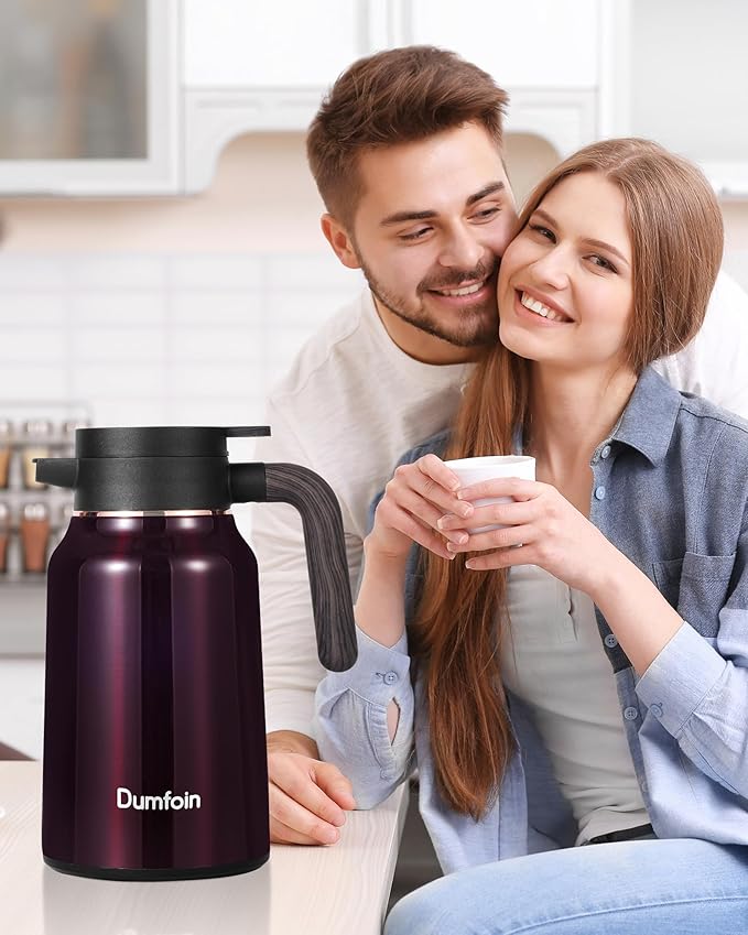 Carafes for Hot Liquids 51 oz - 12 Hour 2 PCS Stainless Steel Thermal Coffee Carafe-Insulated Coffee Carafes For Keeping Hot/Cold Coffee, Tea, Water, 1.5 Liter Beverage Dispenser(red/red)