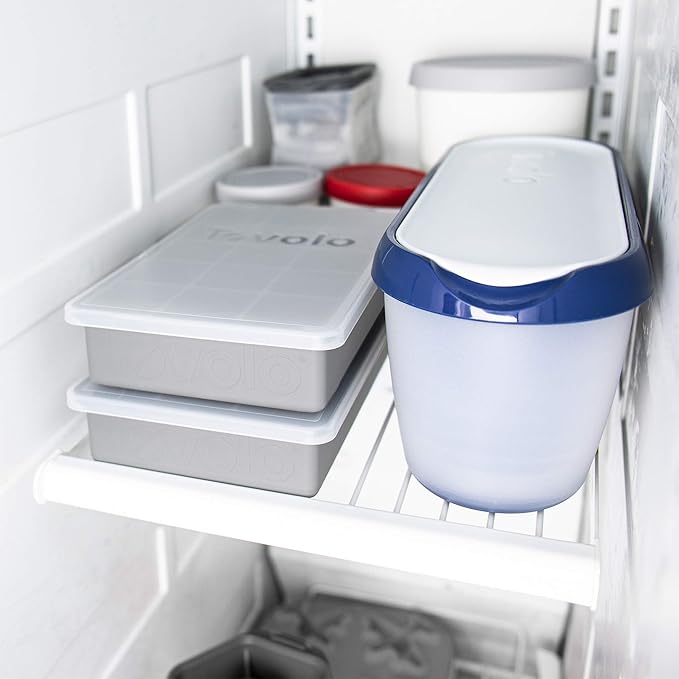 Tovolo Silicone Ice Cube Tray with Lid for Freezer Oyster Gray, Dishwasher Safe BPA Free Silicone Ice Cube Mold Tray with Cover, Easy Release 1 Inch Ice Cube for Coffee Cocktails Bourbon Whiskey