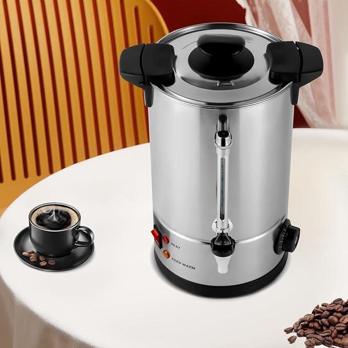 Commercial Coffee Maker,Stainless Steel Coffee Urn with Temperature Control, Coffee Maker Hot Water Urn for Catering (8L Black)