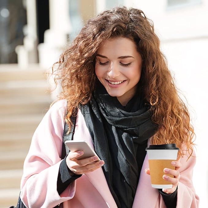 300 Packs Coffee Sleeves, Kraft Paper Cup Sleeve Disposable Coffee Cup Sleeves for Hot and Cold Drinks, Coffee Holder Sleeves for 10oz, 12oz, 16oz, 20oz Paper Coffee Cups (Cup Not Included)