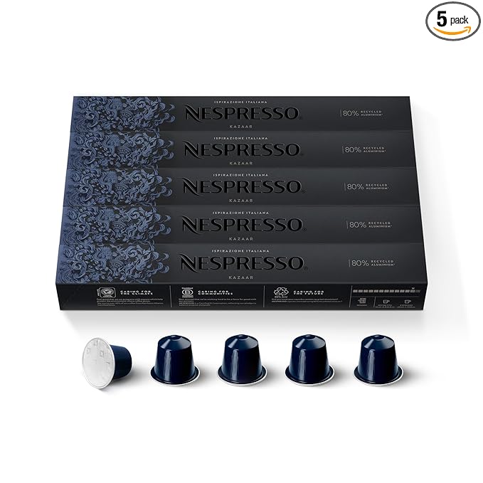 Nespresso Capsules Original Line, Kazaar, Dark Roast Coffee, 50 Count Coffee Pods