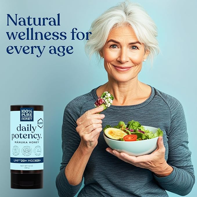 Manuka Honey New Zealand 100% Pure UMF 20+ MGO 826+ Squeezy Honey Raw & Unfiltered Certified Award Winning Silky Smooth Taste & Texture 12 Oz