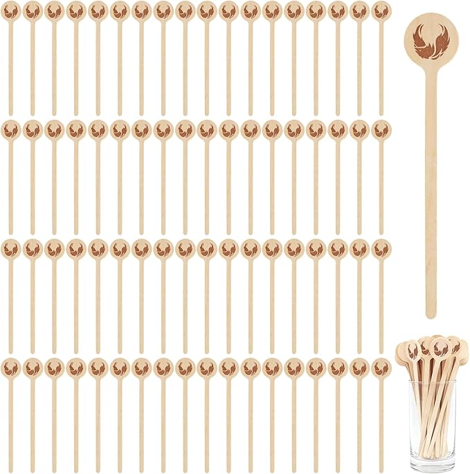 200Pcs Coffee Stirrers- 5.9 Inch Coffee Stir Sticks, Natural Wooden Coffee Stirrers With Round Ends, Disposable Biodegradable Cafe Grade Wood Beverage Mixer for Coffee Cocktails Milk Tea
