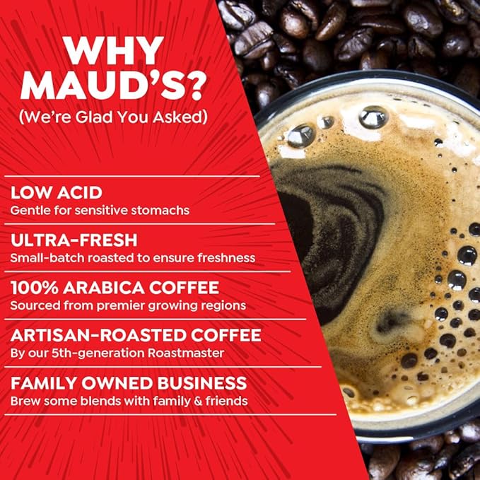 Maud's Double Caffeine Coffee Pods, 18 ct, Dark Roast Coffee in Recyclable Single Serve Pods – 100% Arabica Coffee, Compatible with Keurig K Cups Maker