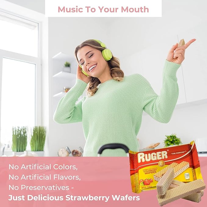 Ruger Wafers Austrian Strawberry Wafers, 2.125 Ounce (Pack of 12) - Delightfully Crisp and Creamy Strawberry Treats with Natural Ingredients and Extended Freshness, Ideal for Snacking, Desserts, and Anytime Enjoyment