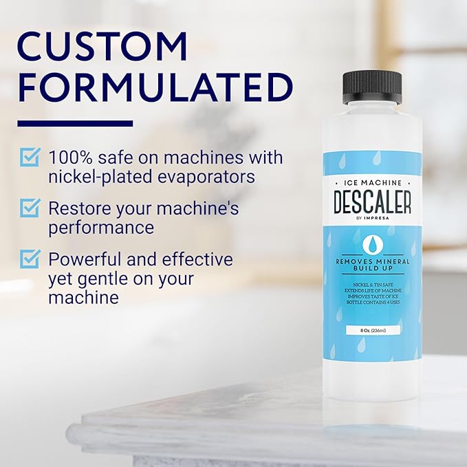 IMPRESA Ice Machine Cleaner Descaler - 8 Fl Oz - Pack of 2-8 Total Uses - Nickel-Safe Ice Machine Cleaning Solution - Compatible with Scotsman, Manitowoc & Opal models