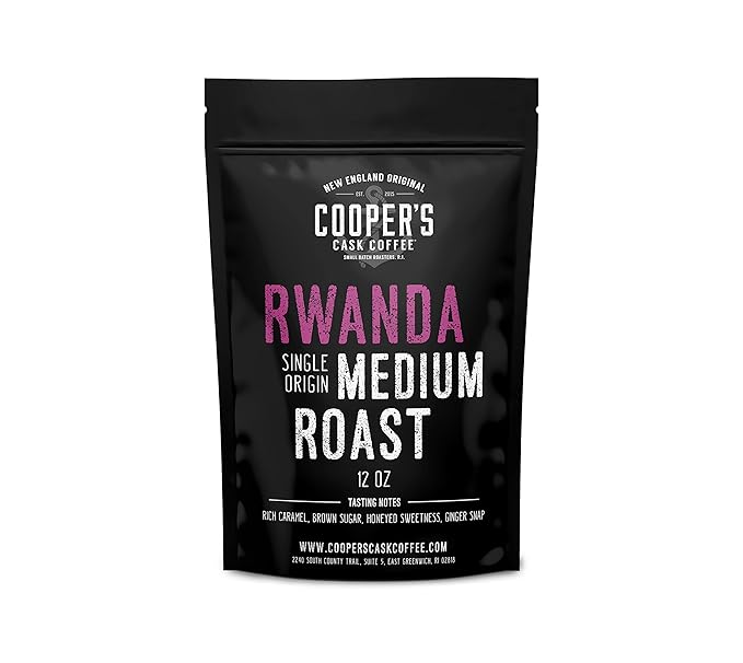 Rwanda Full Bodied Medium Roast Coffee Beans, Single Origin Whole Bean, 12 oz Bag