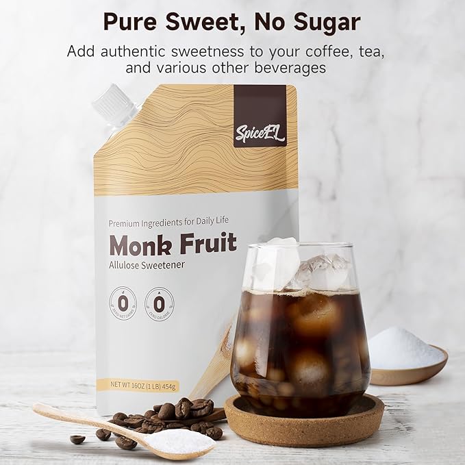 SPICEEL Monk Fruit Sweetener with Allulose - White Sugar Substitute, Coffee, Tea, without Erythritol, Gluten Free, Vegan, Keto Friendly, Sugar Replacement (1 lb Pack of 3)