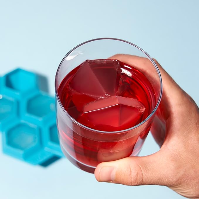 TrueZoo Iced Out Diamond Ice Tray, Easy Release Silicone Ice Mold for Whiskey, Cocktails, Spirits, Iced Tea, Beverages, Bar Cart Accessories, Kitchen & Home Bar Gifts, Set of 1, Blue