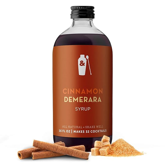 Shaker & Spoon Cinnamon Demerara Syrup, 16oz Craft Cocktail Syrup, Mocktails, Non Alcoholic Drinks, Cocktail Mixers, Flavored Syrups for Drinks