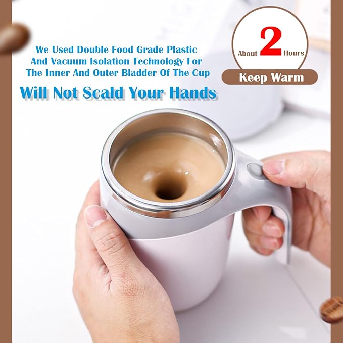 Self Stirring Mug - Automatic Magnetic Electric Coffee Mug, Rotating Cute Mixing Cup Tasse, To Stir Office/Kitchen/Travel/Home Coffee/Tea/Hot Chocolate/Milk-450 ml/15.2 oz(Black)
