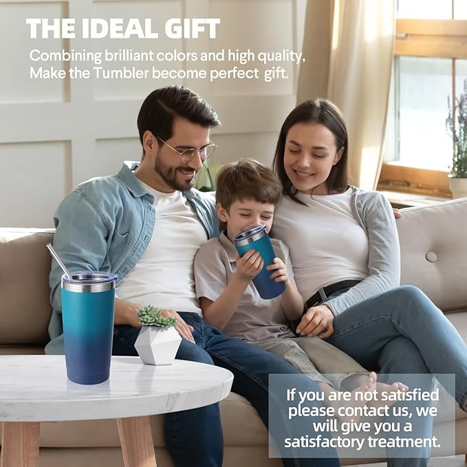 Volhoply 20oz Stainless Steel Tumbler with Lid and Straw Bulk 8 Pack,Double Wall Insulated Travel Iced Coffee Mug Fits Cup holder,Powder Coated Cups for Cold Drinks,Christmas Gifts（Dark Night,8 Set）