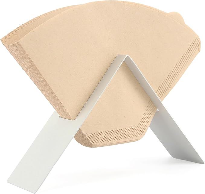 White Metal Coffee Filter Holder - Cone Coffee Filters #4, Countertop Holder, Cafe Aesthetic Decor