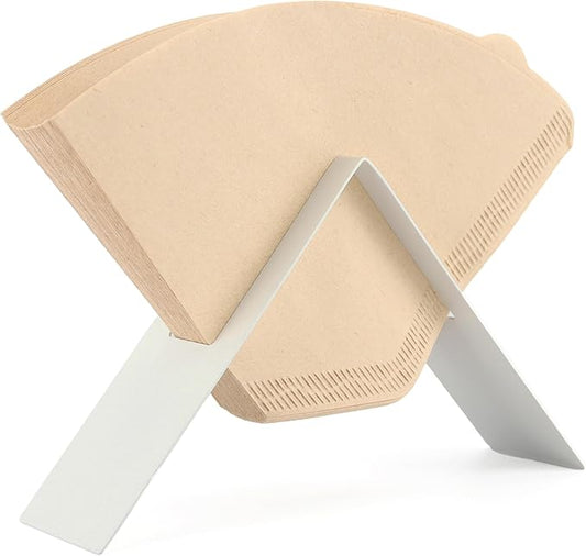White Metal Coffee Filter Holder - Cone Coffee Filters #4, Countertop Holder, Cafe Aesthetic Decor