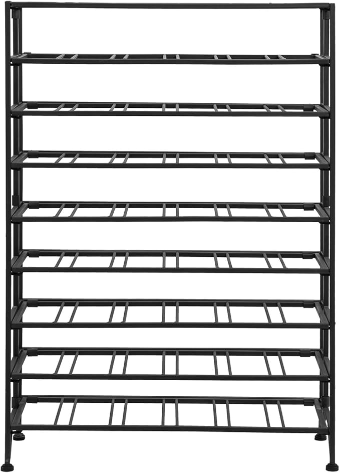 MyGift Gray Metal Wine Rack Freestanding Floor Stand, 9 Tier Wine Bottle Shelf - Holds up to 54 Bottles