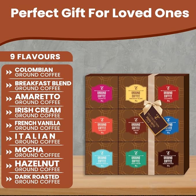Coffee Gifts - Gourmet Coffee Gift Set |9 Ground Coffee Assortment Gift Set |Coffee Sampler Gift Set, Tasting Kit |Gifts For Coffee Lovers |Ground Coffee Gift Basket |Gifts For Men And Women
