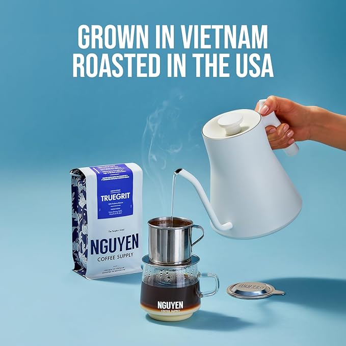 Nguyen Coffee Supply - Truegrit Robusta: Medium Roast Ground Coffee Beans, Vietnamese Single Origin, Direct Trade, Low Acid with High Caffeine Content, Roasted in Brooklyn [5 Ib Bag]