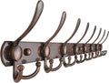 Dseap Coat Rack Wall Mount - 29.5” Long 8-Tri-Hooks Heavy Duty Coat Hanger Rail Wall Hooks for Hanging Coats Hats Clothing Clothes Purse Mudroom Entryway, Red Antique Copper
