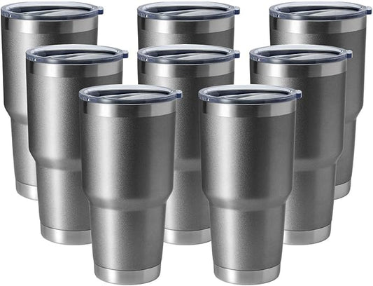 HASLE OUTFITTERS 30oz Stainless Steel Tumbler, Double Wall Vacuum Insulated Travel Mug Tumbler, Durable Insulated Coffee Mug, Gift Box Set (Grey, 8)