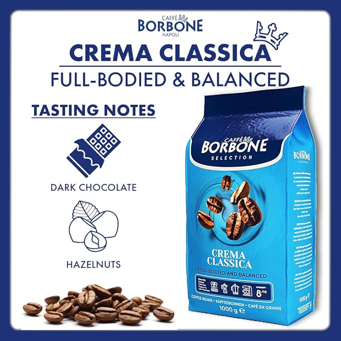 Caffè Borbone Whole Bean Coffee, Medium Roast Arabica and Robusta Blend, Crema Classica, Full-Bodied and Balanced Italian Coffee, 2.2 lb Bag