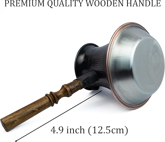 Handmade Armenian Coffee Pot Maker 27 Fl Oz (800ml) Induction Copper Jazva Ararat Turkish Arabic Greek Cezve Jezve Ibrik Turka Jazve Wooden Handle