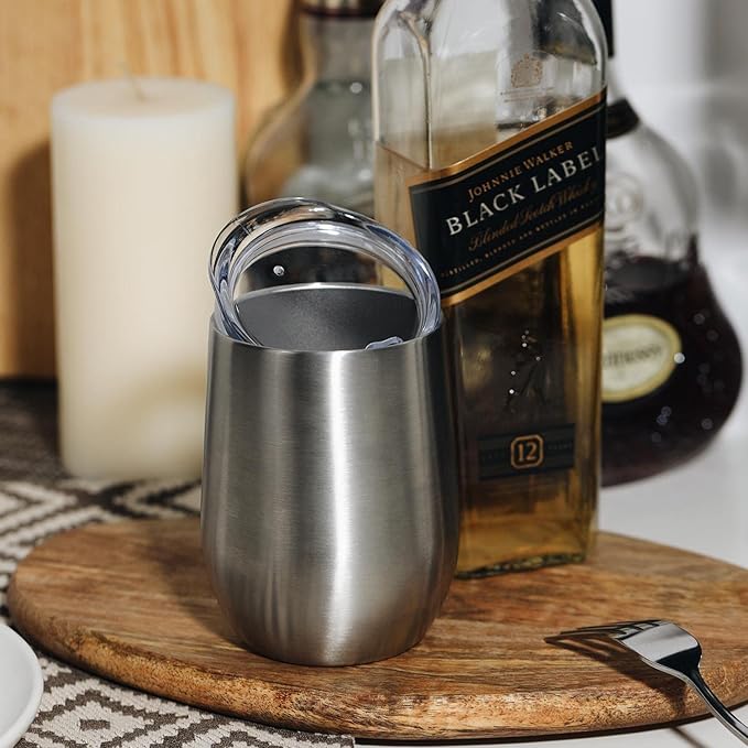 MEWAY 12oz Wine Tumbler Mix Color 12 Pack Bulk Gifts for Women, Vacuum Stainless Steel Travel Mug with Lid,Insulated Stemless Wine Cup Glass for Coffee,Cocktails,Drinks(Mix,Set of 12)