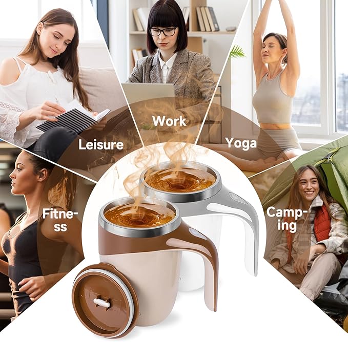 Automatic Magnetic Stirring Coffee Mug, Magnetic Stirring Cup Rotating Home Office Travel Mixing Cups,Stainless Steel Self Mixing Mug for Coffee/Milk/Tea/Hot Chocolat (Coffee-Rechargeable)