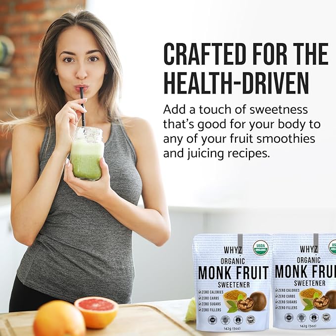 Organic Monk Fruit Extract, 5 oz, Pure Monk Fruit Sweetener Organic No Erythrytol and Zero Calorie, Sugar Substitute, Powdered Monkfruit Sweetener Keto and Paleo Diet Friendly, 458 Servings