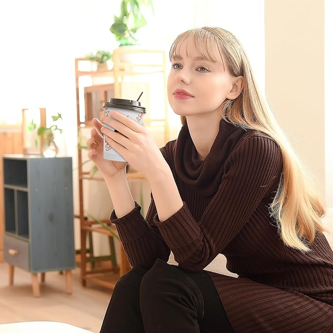 Qunclay 100 Pack 12 oz Double Wall Disposable Paper Coffee Cups with Lids, Insulated To Go Coffee Cup, Hot Drinking Cups for Daily use