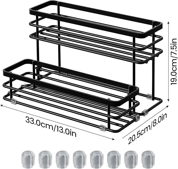Coffee Syrup Rack Organizer, Syrup Bottle Holder Stand for Coffee Bar, 2-Tier 8 Bottles Storage Shelves for Syrup, Wine, Dressing for Kitchen Countertop (8 Bottles Black)