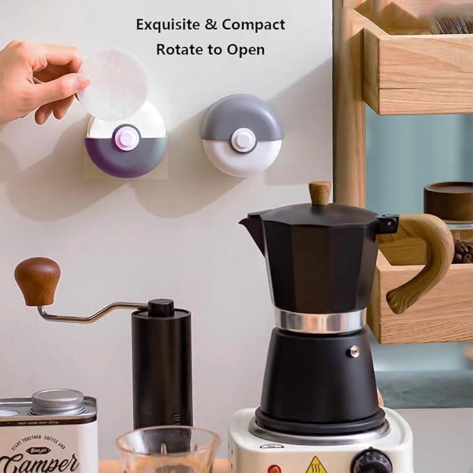 Coffee Filter Paper Holder with Dustproof Cover Coffee Filter Storage Container Filter Paper Box (Round Espresso Filter Holder)