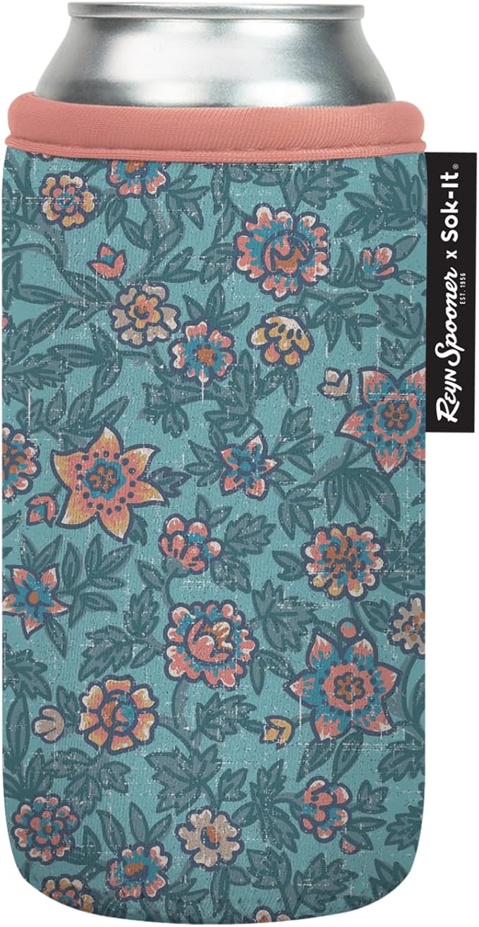 Sok It CanSok Sleeve for Beer & Soda Insulated Neoprene Cover (Reyn Spooner Wild Flowers, 16oz Can Sleeve)