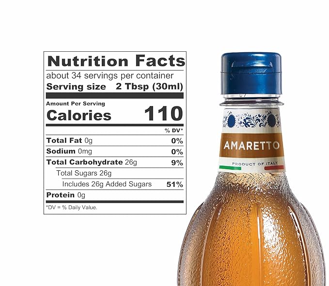 Fabbri Flavoring Syrup, Amaretto, Made in Italy, 33.8 Ounce (1 Liter)