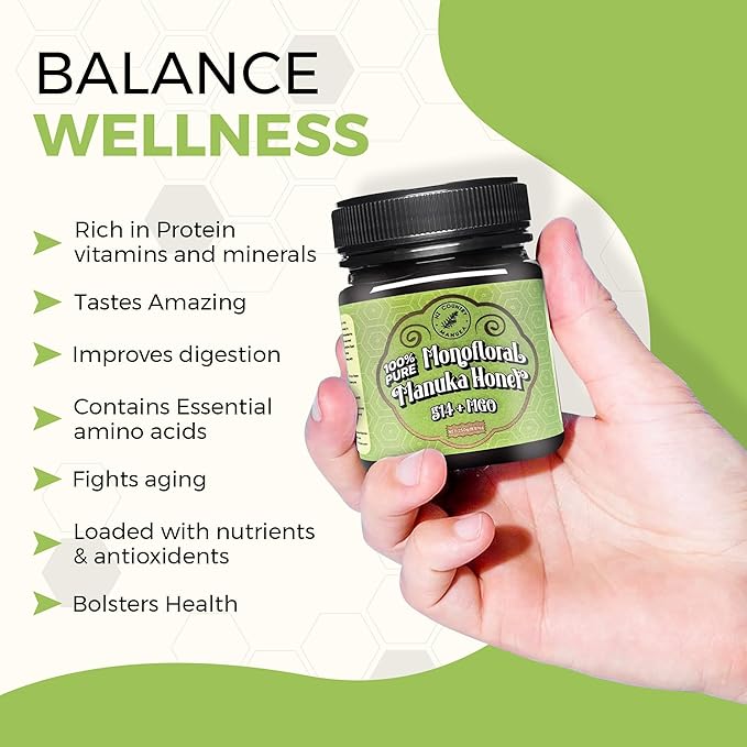 NZ Country East Cape 100% Pure Manuka Honey | Non-GMO Monofloral MGO 514+ | Therapeutic/Food Grade with Internal and External Healing Properties | Unpasteurized and Chemical-Free