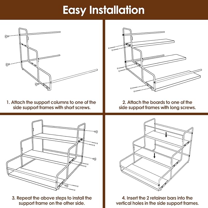 Nuovoware Liquor Bottle Display Shelf, 3-Tier Liquor Shelf, Carbon Steel Bar Cabinet with Wooden Base and Retainer Bar for Whiskey Syrup Wine, Wine Rack for Countertop Kitchen Coffee Bar, Black