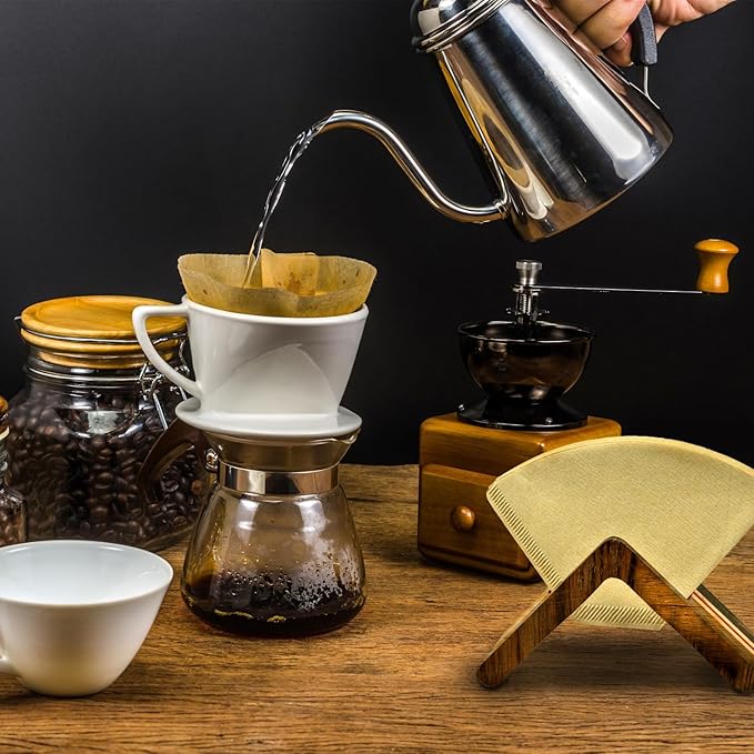 Wooden Coffee Filter Holder, #1#2 V60 Cone Coffee Filters Rose Wood Walnut Maple Coffee Paper Storage Rack, Modern and Stylish Design Coffee Accessories, Natural Colors, coffee Bar Decor