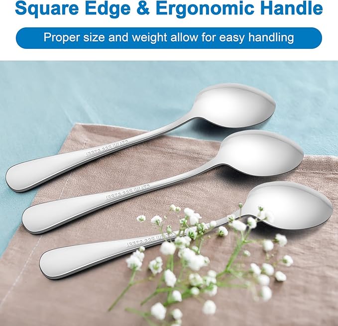 TeamFar Teaspoon Set of 6, 6.7 Inch Stainless Steel Mini Tea Spoons, Small Spoon Silverware for Coffee Tea Soup Dessert, Non-Toxic & Heavy Duty, Mirror Polished & Dishwasher Safe